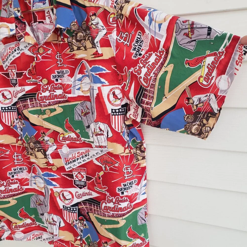 Reyn Spooner St Louis Cardinals World Series 1982 Hawaiian style Shirt Mens XL